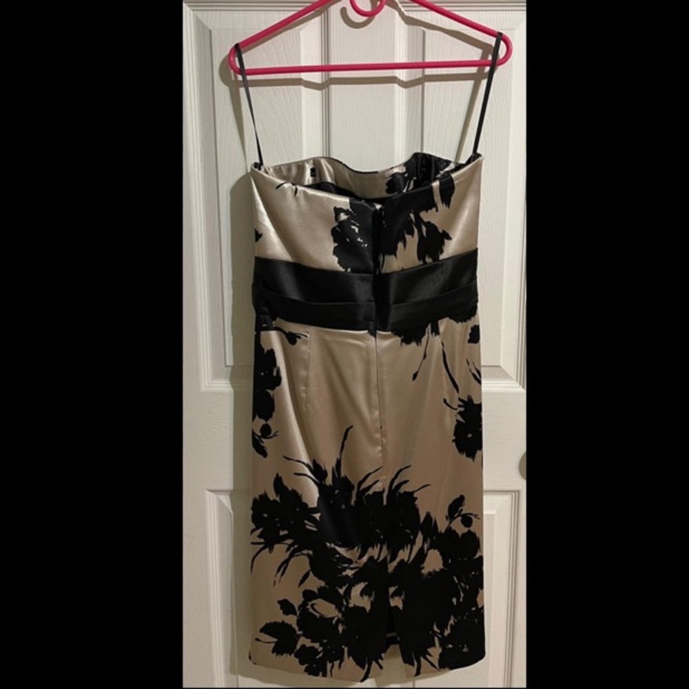 White House Black Market Strapless Black and Cream Dress - Picture 2 of 3